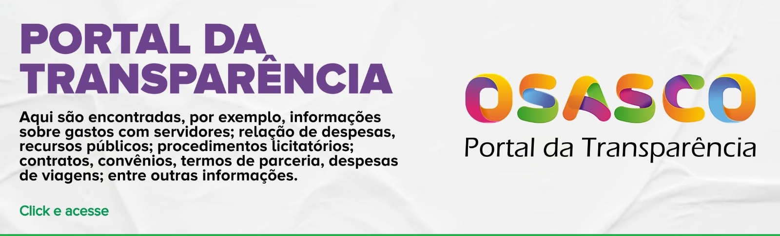 Portal da Transparência da Cidade de Osasco Banner sobre o Portal da Transparência