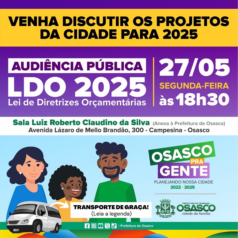 Convocação para Audiência Pública LDO - Lei de Diretrizes Orçamentárias 2025 Convocação para Audiência Pública LDO - Lei de Diretrizes Orçamentárias 2025